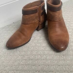 Clarks Brown Leather Ankle Boots with Strap